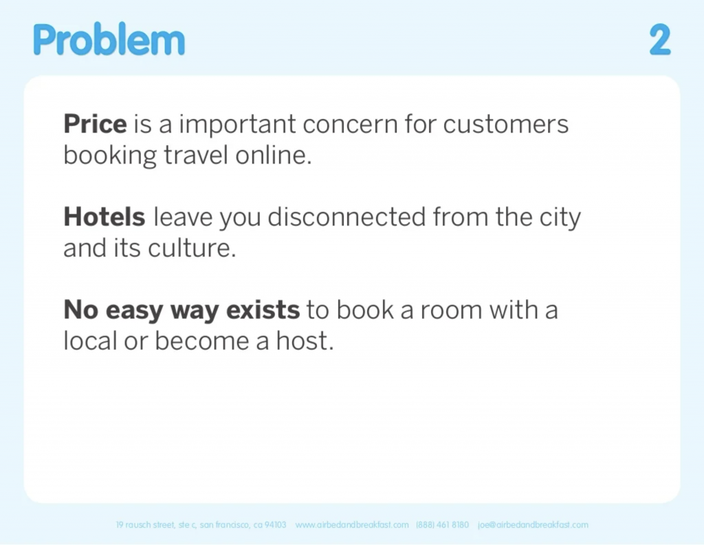 Airbnb's pitch deck - problem slide