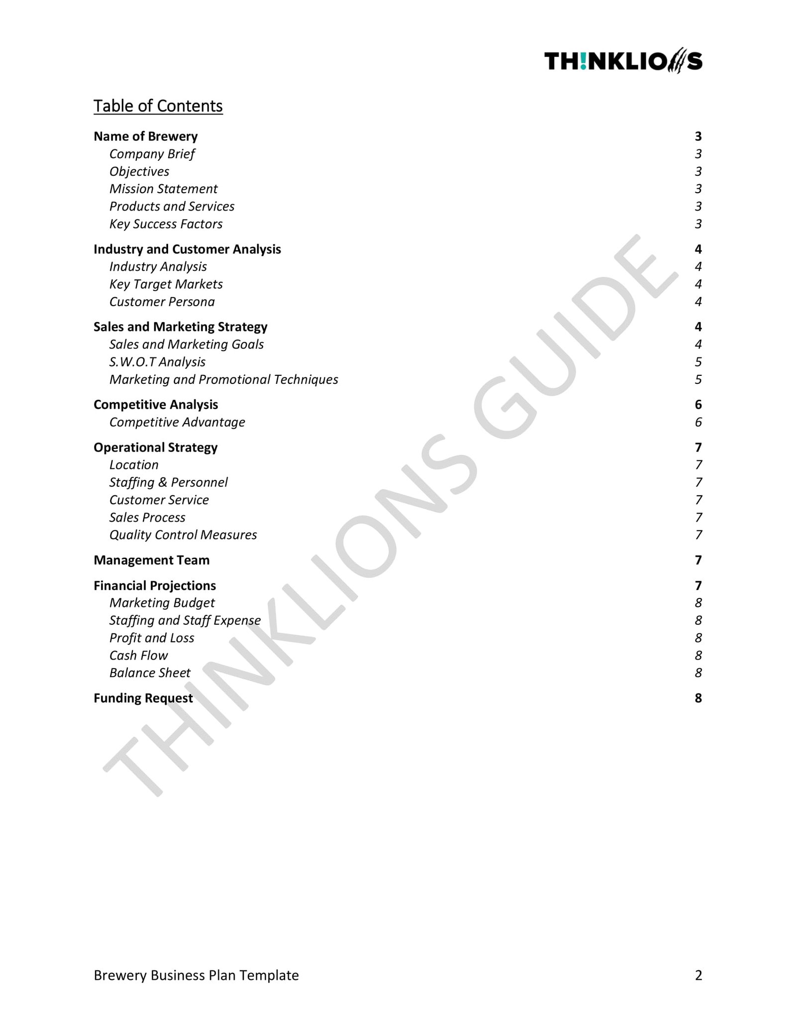 business plan - page 2