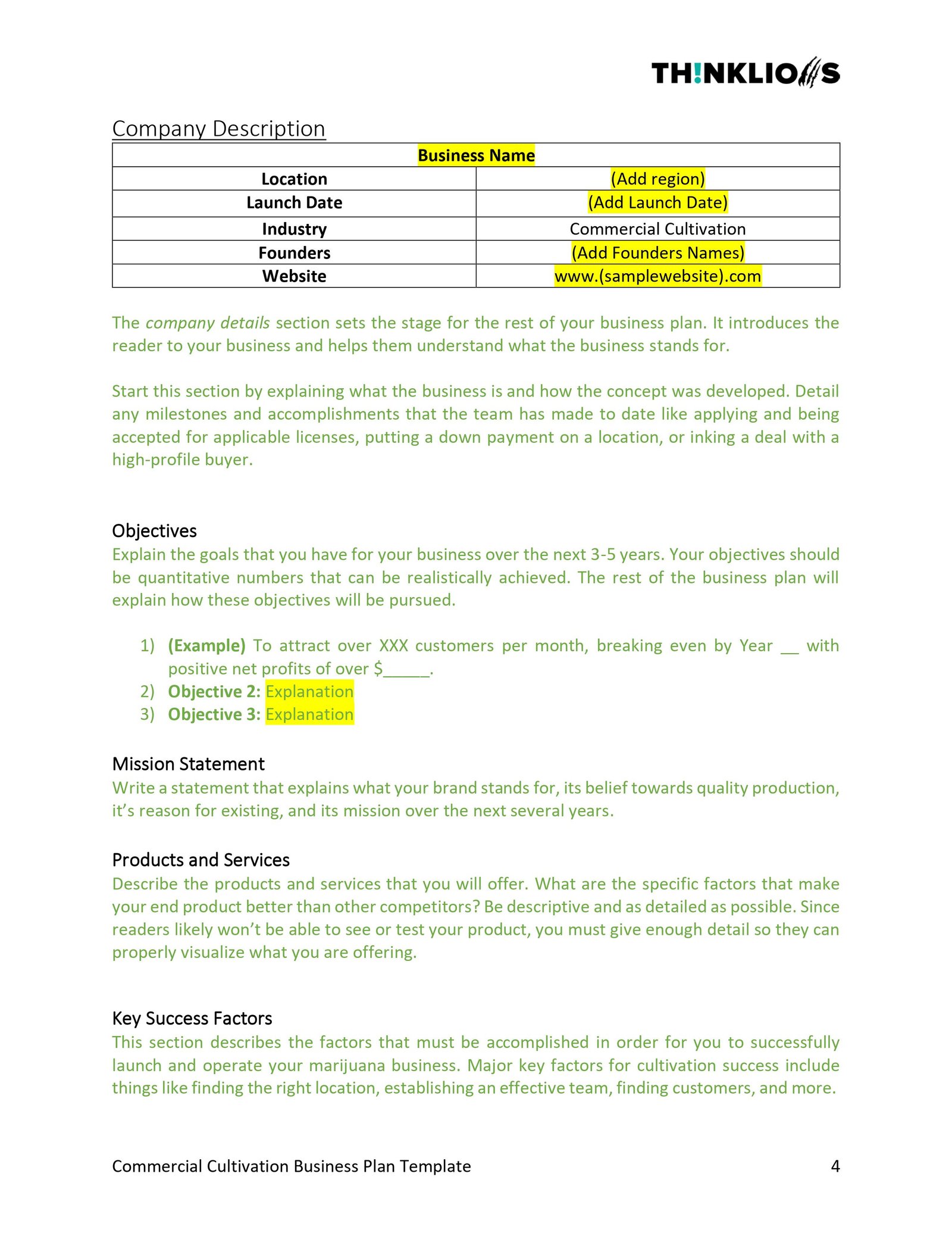 business plan - page 4