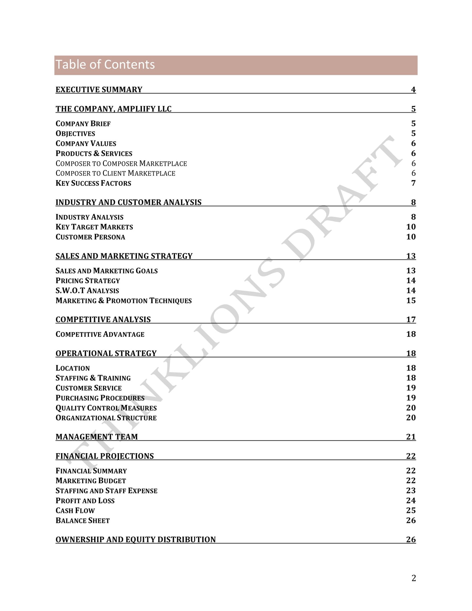 sample business plan - page 2